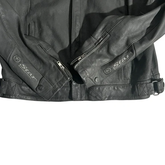 Star Yamaha Leather Motorcycle Jacket Men's X-Large w/ Liner Heavy Durable - Picture 6 of 10